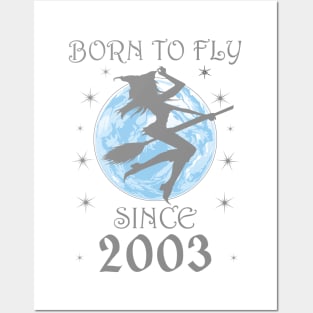 BORN TO FLY SINCE 1935 WITCHCRAFT T-SHIRT | WICCA BIRTHDAY WITCH GIFT Posters and Art